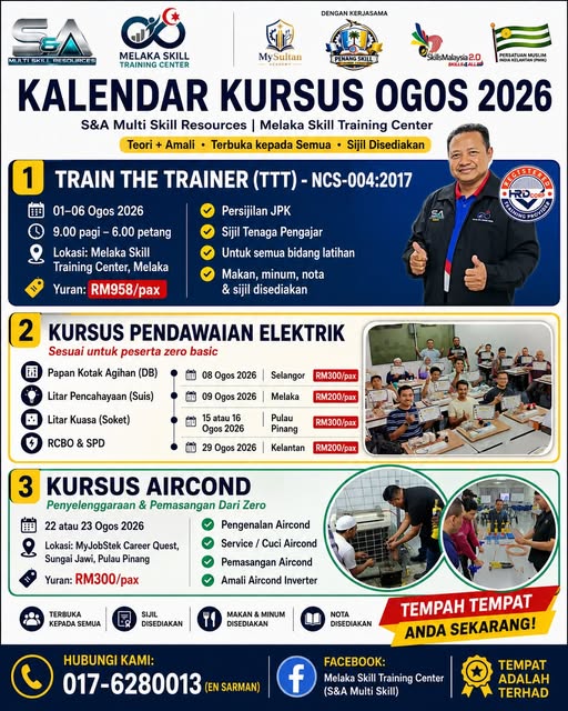 Poster kursus Melaka Skill Training Center 3